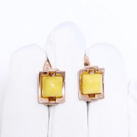 Серьги из золочёного серебра Дарвин 929032002aa-ж с янтарём 929032002aa-ж фото