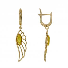 Серебряные серьги Дарвин 929032064ab-л с янтарём 929032064ab-л фото