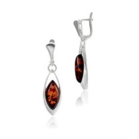 Серебряные серьги Дарвин 929040007ab-к с янтарём 929040007ab-к фото