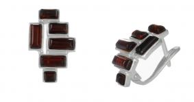 Серебряные серьги Дарвин 929040082 с янтарём 929040082 фото