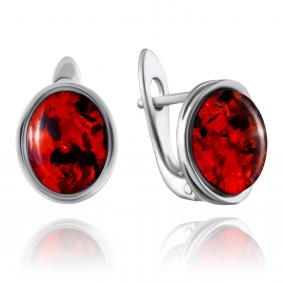 Серебряные серьги Дарвин 929041014aa-к с янтарём 929041014aa-к фото