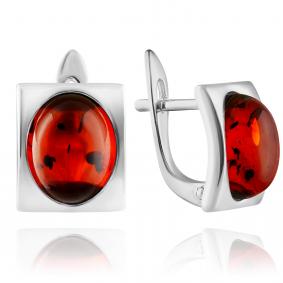 Серебряные серьги Дарвин 929041016aa-к с янтарём 929041016aa-к фото