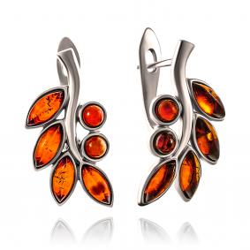 Серебряные серьги Дарвин 929041018aa-к с янтарём 929041018aa-к фото