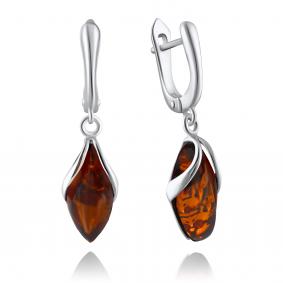 Серебряные серьги Дарвин 929041023ab-к с янтарём 929041023ab-к фото
