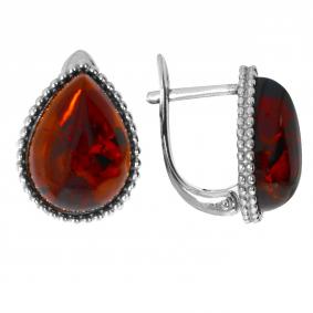 Серебряные серьги Дарвин 929041032da-к с янтарём 929041032da-к фото