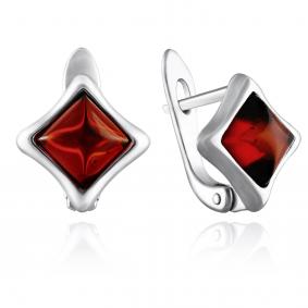 Серебряные серьги Дарвин 929041039aa-к с янтарём 929041039aa-к фото