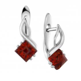 Серебряные серьги Дарвин 929041054aa-к с янтарём 929041054aa-к фото
