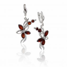 Серебряные серьги Дарвин 929041071ab-к с янтарём 929041071ab-к фото