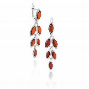 Серебряные серьги Дарвин 929041075ab-к с янтарём 929041075ab-к фото