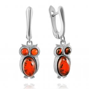 Серебряные серьги Дарвин 929041135ab-к с янтарём 929041135ab-к фото