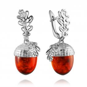 Серебряные серьги Дарвин 929041144cb-к с янтарём 929041144cb-к фото