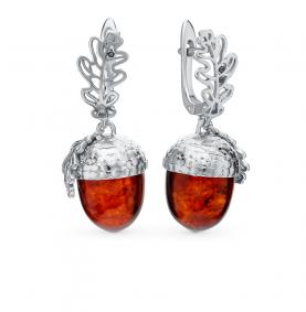 Серебряные серьги Дарвин 929041144cb с янтарём 929041144cb фото