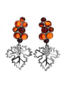 Серебряные серьги Дарвин 929041146ab с янтарём 929041146ab фото