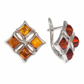 Серебряные серьги Дарвин 929041155AA-к с янтарём 929041155AA-к фото