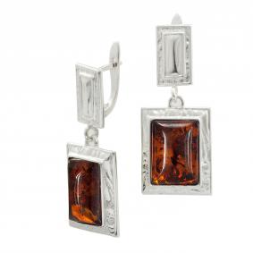 Серебряные серьги Дарвин 929041157ab-к с янтарём 929041157ab-к фото