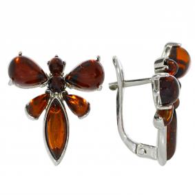 Серебряные серьги Дарвин 929041200aa-к с янтарём 929041200aa-к фото