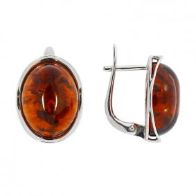Серебряные серьги Дарвин 929041214aa-к с янтарём 929041214aa-к фото