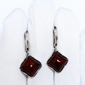 Серебряные серьги Дарвин 929041222ae-к с янтарём 929041222ae-к фото