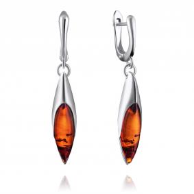 Серебряные серьги Дарвин 929041313ab-ск с янтарём 929041313ab-ск фото