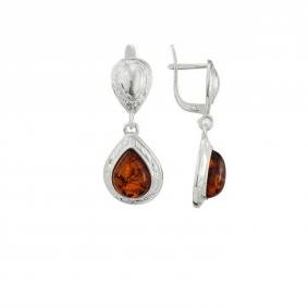 Серебряные серьги Дарвин 929041321ab-к с янтарём 929041321ab-к фото