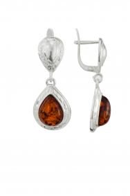 Серебряные серьги Дарвин 929041321ab-ск с янтарём 929041321ab-ск фото