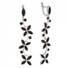 Серебряные серьги Дарвин 929041419ac-к с янтарём 929041419ac-к фото