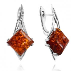 Серебряные серьги Дарвин 929041438aa-к с янтарём 929041438aa-к фото