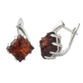 Серебряные серьги Дарвин 929041811aa-к с янтарём 929041811aa-к фото