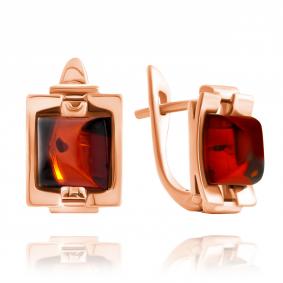 Серьги из золочёного серебра Дарвин 929042002aa-к с янтарём 929042002aa-к фото