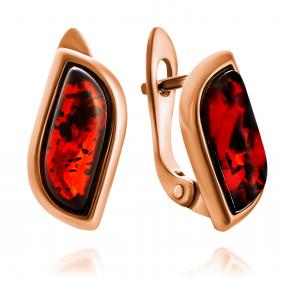 Серьги из золочёного серебра Дарвин 929042004aa-к с янтарём 929042004aa-к фото