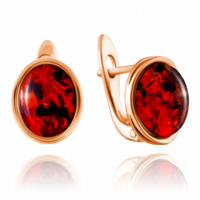 Серьги из золочёного серебра Дарвин 929042014aa-к с янтарём 929042014aa-к фото