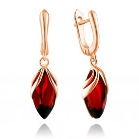 Серьги из золочёного серебра Дарвин 929042023bb-к с янтарём 929042023bb-к фото