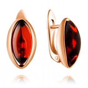 Серьги из золочёного серебра Дарвин 929042029aa-к с янтарём 929042029aa-к фото