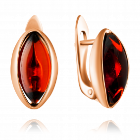 Серьги из золочёного серебра Дарвин 929042029aa-ск с янтарём 929042029aa-ск фото