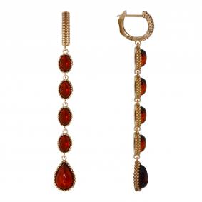 Серьги из золочёного серебра Дарвин 929042049ac-к с янтарём 929042049ac-к фото