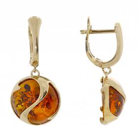 Серьги из золочёного серебра Дарвин 929042098ab-ск с янтарём 929042098ab-ск фото