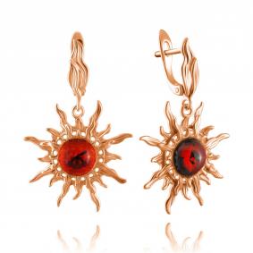 Серьги из золочёного серебра Дарвин 929042100ab-к с янтарём 929042100ab-к фото