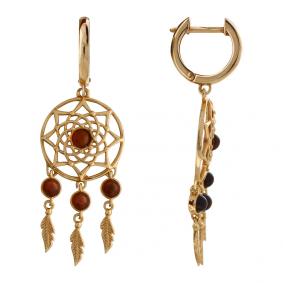 Серьги из золочёного серебра Дарвин 929042115ac-к с янтарём 929042115ac-к фото