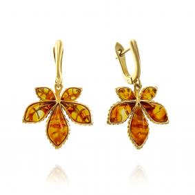 Серьги из золочёного серебра Дарвин 929042147ab-ск с янтарём 929042147ab-ск фото