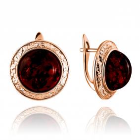 Серьги из золочёного серебра Дарвин 929042153aa-к с янтарём 929042153aa-к фото