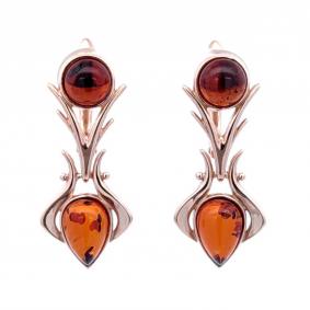 Серьги из золочёного серебра Дарвин 929042347ab-к с янтарём 929042347ab-к фото