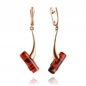 Серьги из золочёного серебра Дарвин 929042560ab-к с янтарём 929042560ab-к фото