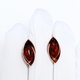 Серьги из золочёного серебра Дарвин 929042770aa-к с янтарём 929042770aa-к фото