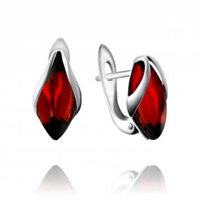 Серебряные серьги Дарвин 929047023aa-к с янтарём 929047023aa-к фото