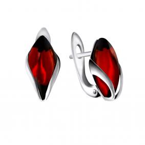Серебряные серьги Дарвин 929047023ba-к с янтарём 929047023ba-к фото