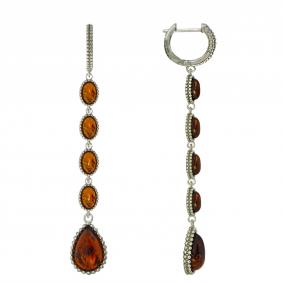 Серебряные серьги Дарвин 929047049ac-к с янтарём 929047049ac-к фото
