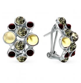 Серебряные серьги Дарвин 929061052ad-микс с янтарём 929061052ad-микс фото