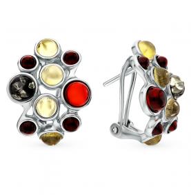 Серебряные серьги Дарвин 929061052ad с янтарём 929061052ad фото