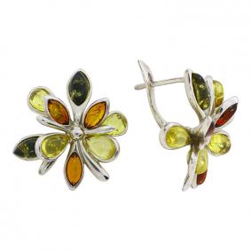 Серебряные серьги Дарвин 929061083aa-микс-2 с янтарём 929061083aa-микс-2 фото