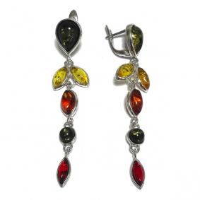 Серебряные серьги Дарвин 929061093ab с янтарём 929061093ab фото